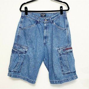 Vintage POLO Jeans Ralph Lauren Mens Freighter Cargo Jean Shorts 32 Medium Wash